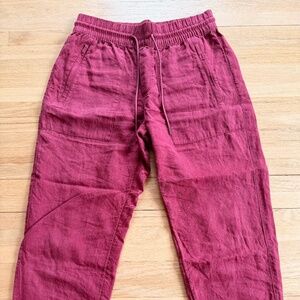 Athleta Women’s Burgundy Linen Joggers PETITE 2
